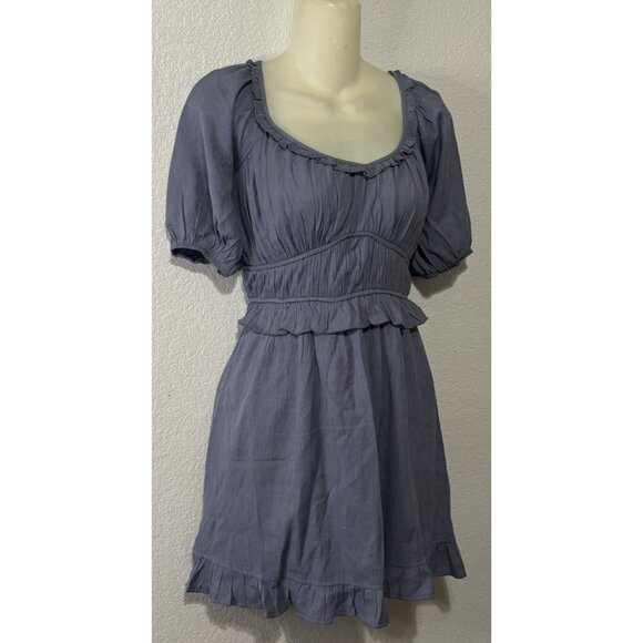 Trixxi Blue Babydoll Mini Dress S – Puff Sleeve, Cottagecore Fit, Cute & Flowy - Picture 3 of 7